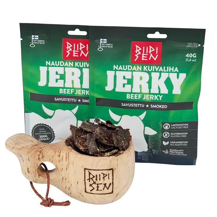 Riipisen Naudan Kuivaliha Savustettu Beef jerky Smoked 40g - Naudan kuivalihat - 6420616883493 - 1