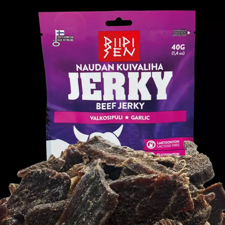 Riipisen Naudan Kuivaliha Valkosipuli 40g - Naudan kuivalihat / Beef jerky - 6420616883486 - 1