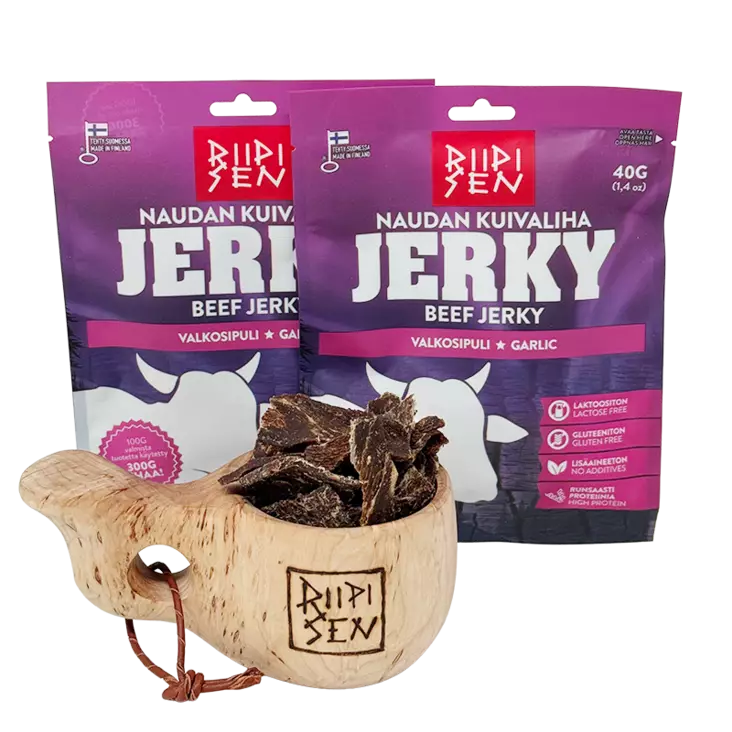 Riipisen Naudan Kuivaliha Valkosipuli 40g - Naudan kuivalihat - 6420616883486 - 1