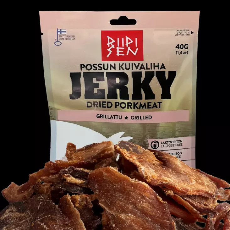 Riipisen Possun Kuivaliha Grillattu 40g - Possun kuivalihat / Pork Jerky - 6420616883479 - 1